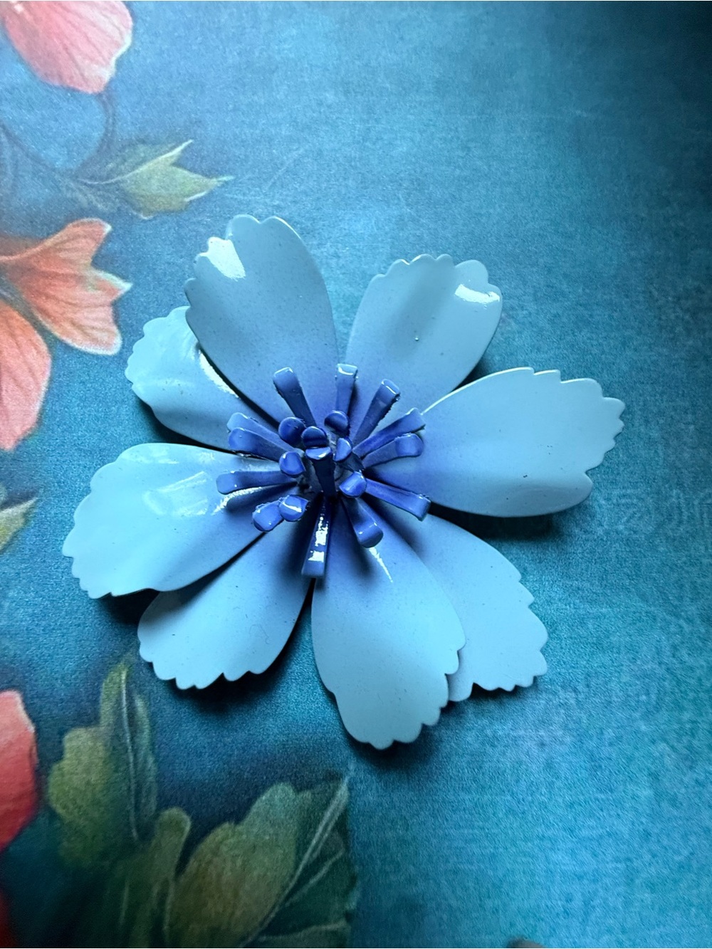 Blue Floral Enamel Brooch - Women Accessories